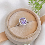 2.0 CT Cushion Cut Halo & Pave Style Pale Amethyst Ring 7