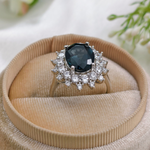 3.0 CT Oval Cut Cluster Style Blue Topaz Ring 7