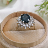3.0 CT Oval Cut Cluster Style Blue Topaz Ring 7