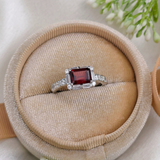 2.0 CT Emerald Cut Pave Style Red Garnet Ring 7