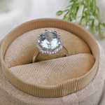 3.0 CT Oval Cut Halo Style Aquamarine Ring 7