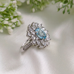 2.0 CT Oval Cut Floral Style  Aquamarine Ring 7