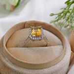 3 CT Emerald Cut Pave Style Citrine Ring 7