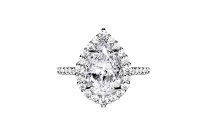 Pear Cut Halo Style Cubic Zirconia in 925 Sterling Silver Ring 3