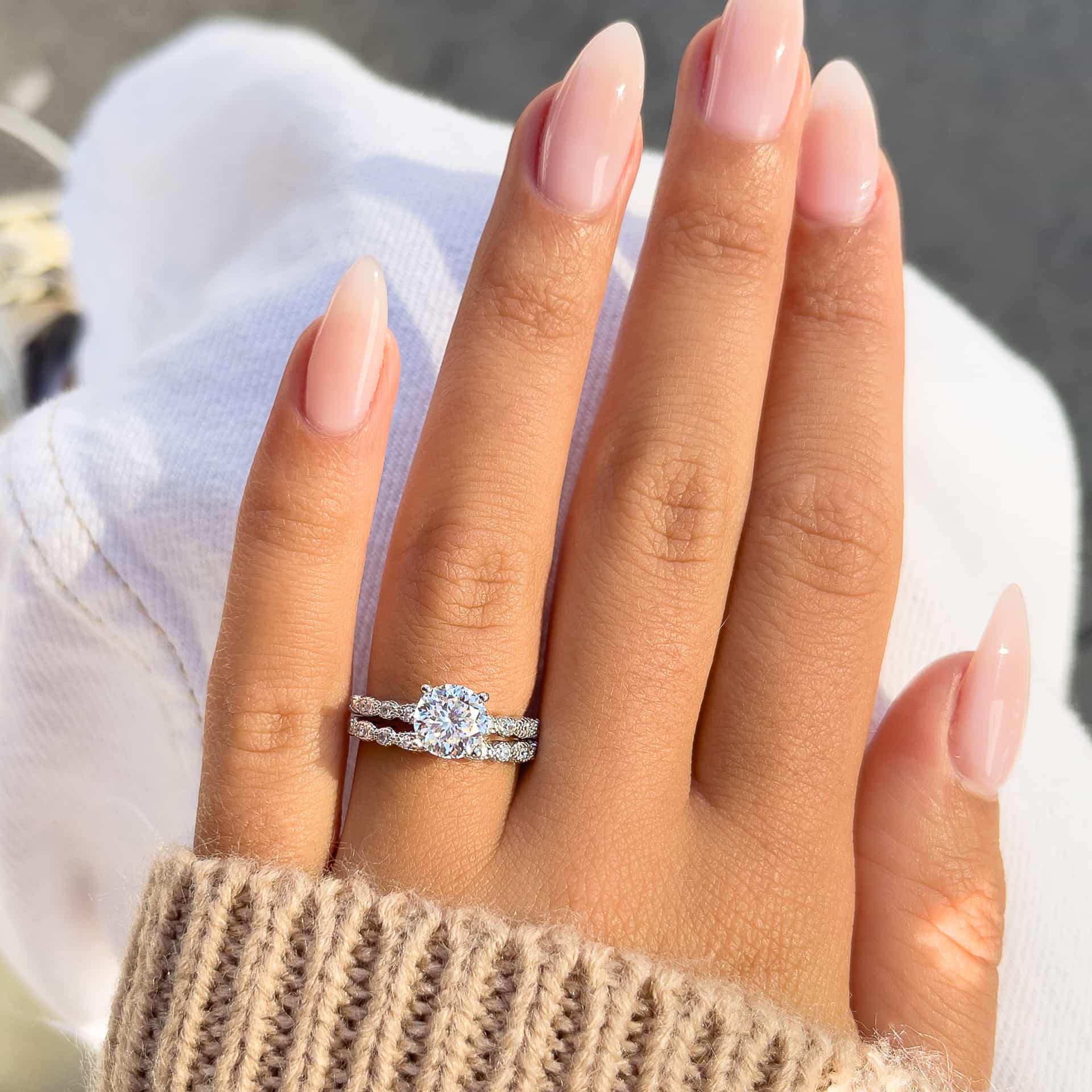 Stunning 1.5 CT Round Moissanite Engagement Ring with Pave & Hidden Halo Design 5