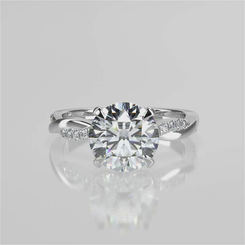 Stunning 2.0 CT Round Moissanite Engagement Ring with Twisted Pave Design 4
