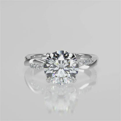 Stunning 2.0 CT Round Moissanite Engagement Ring with Twisted Pave Design 4