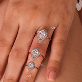 Stunning 1.0 CT Pear Moissanite Engagement Ring with Halo Design 7