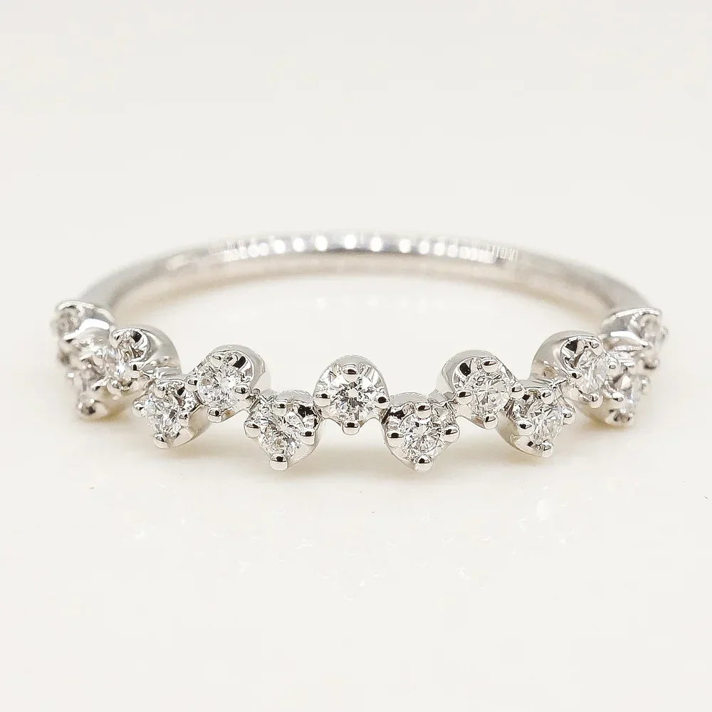 Stunning 0.20 CT Round Cut Moissanite Stones Cluster Wedding Bands 2