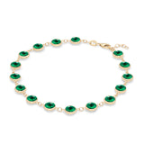 13.44 TCW Round Emerald Lab Made Diamond-May Birthstone Dainty Bracelet 5