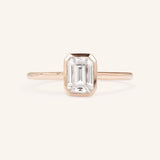 Stunning 1 CT Emerald Moissanite Engagement Ring With Bezel Design 4