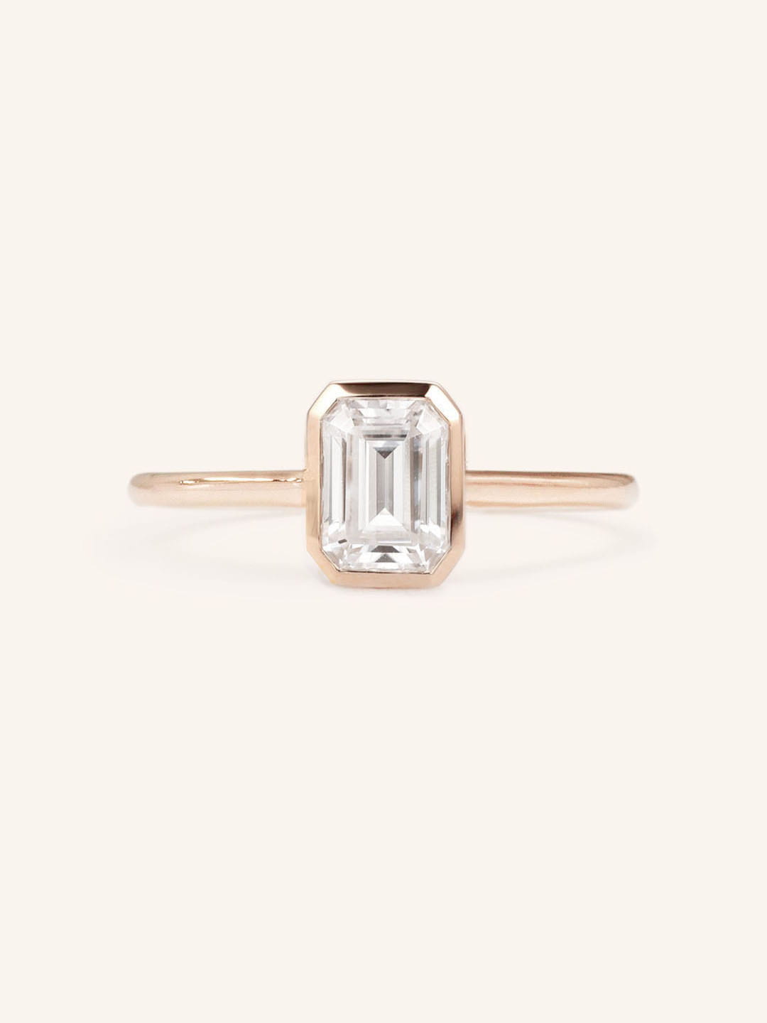 Stunning 1 CT Emerald Moissanite Engagement Ring With Bezel Design 4