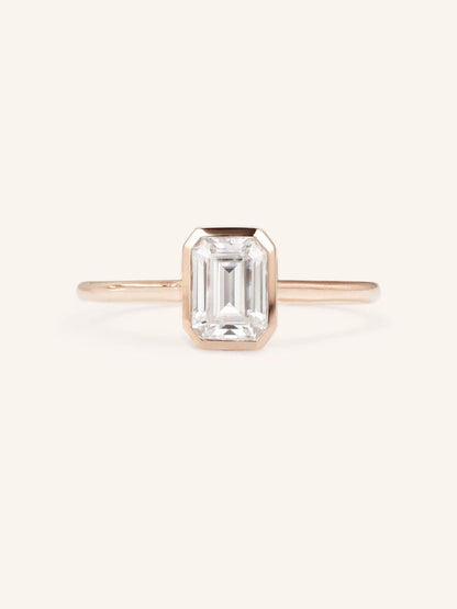 Stunning 1 CT Emerald Moissanite Engagement Ring With Bezel Design 4
