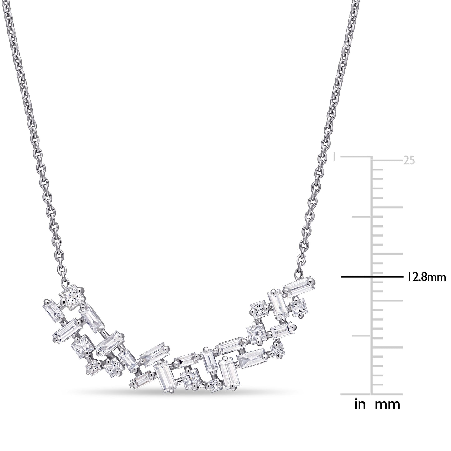 Round Cut Cubic Zirconia in 925 Sterling Silver Necklace 6