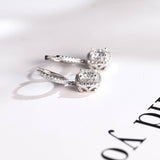 1.0 TCW Round Cut Moissanite Halo Drop Earrings in Gold 5