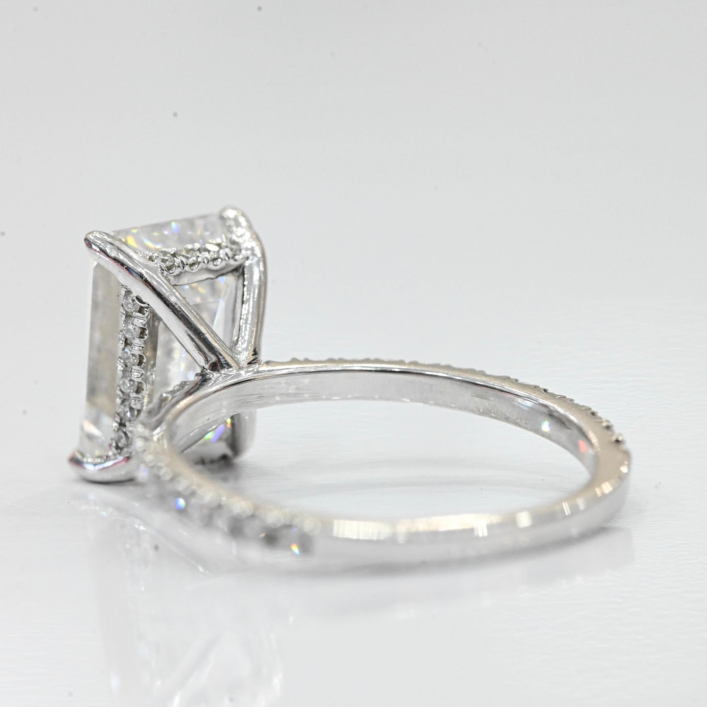 Stunning 4.52 CT Emerald Moissanite Engagement Ring with Hidden Halo & Pave Design 3