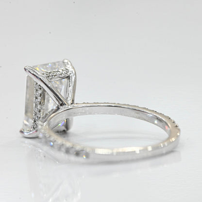 Stunning 4.52 CT Emerald Moissanite Engagement Ring with Hidden Halo & Pave Design 3