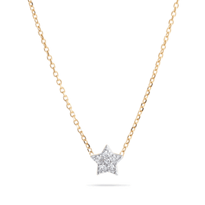 0.50 CT Round Moissanite Diamond Star Pendant Necklace in Solid Gold