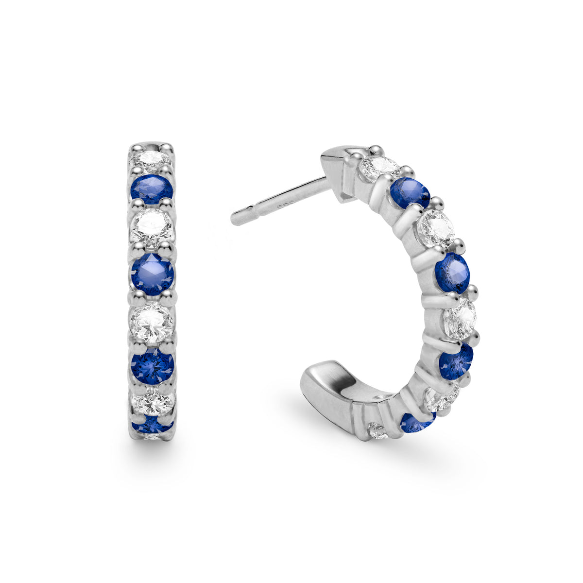 1.08 TCW Round Sapphire Lab Made Diamond- September Birthstone Hoops 5