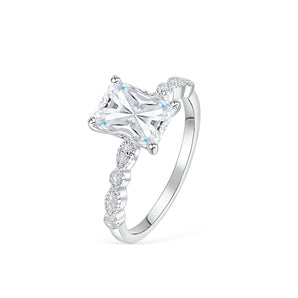 Stunning 1.5 CT Radiant Moissanite Engagement Ring with Pave Design