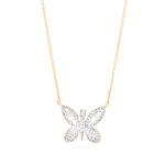 2.0 CT Round & Baguette Moissanite Diamond Butterfly Pendant Necklace in Solid Gold 5