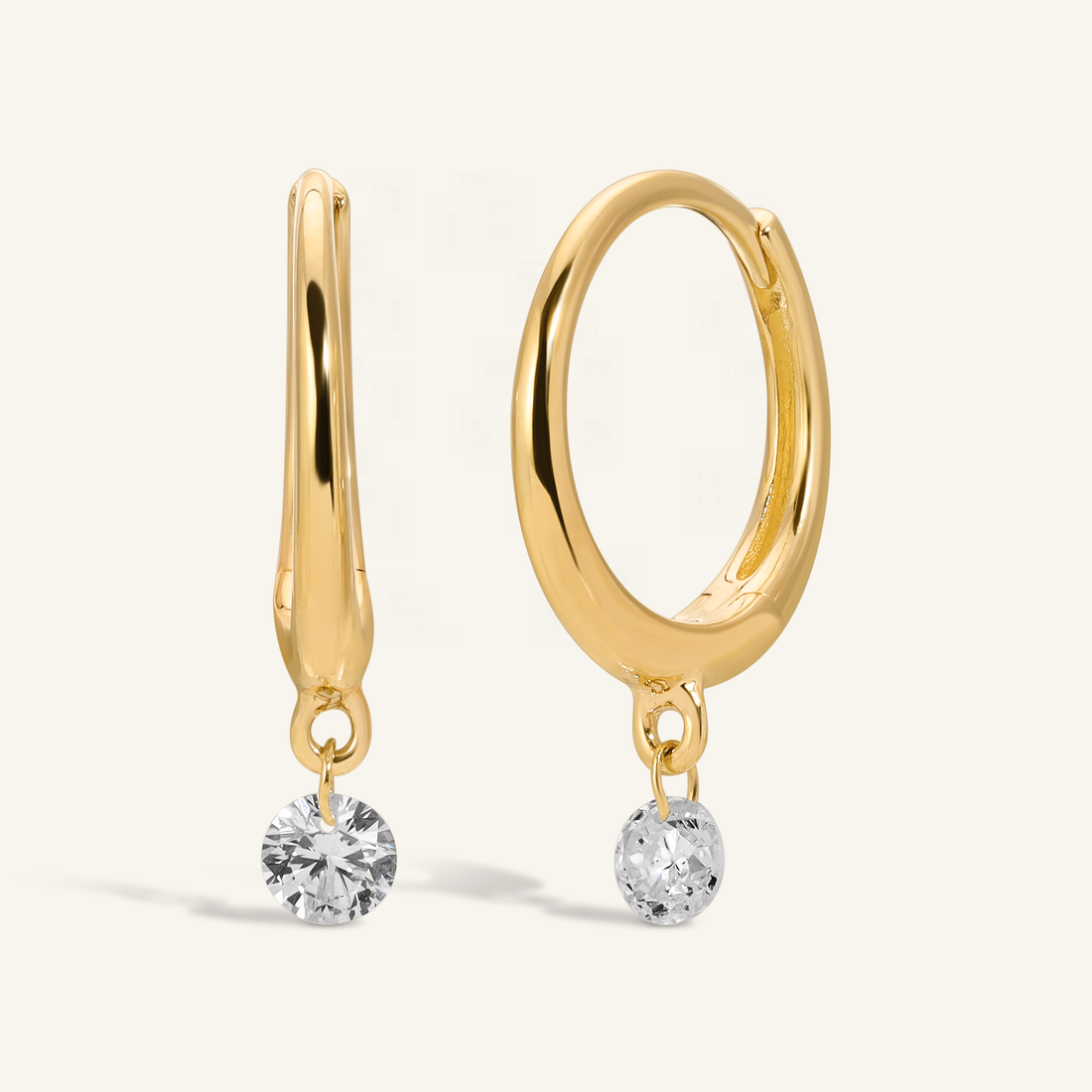 Classic 0.20 TCW Round Cut Moissanite Hoops Earrings in Gold 1