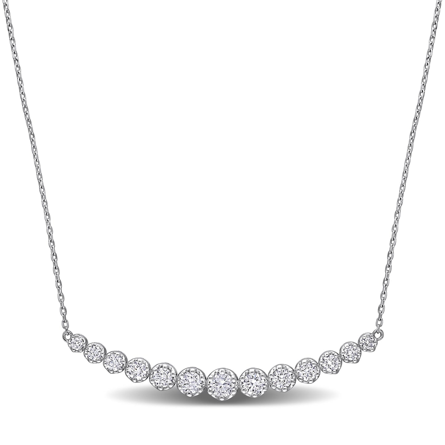 Round Cut Cubic Zirconia in 925 Sterling Silver Necklace 12