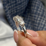 Stunning 1.15 CT Round Moissanite Stones Five Stone Wedding Bands 3