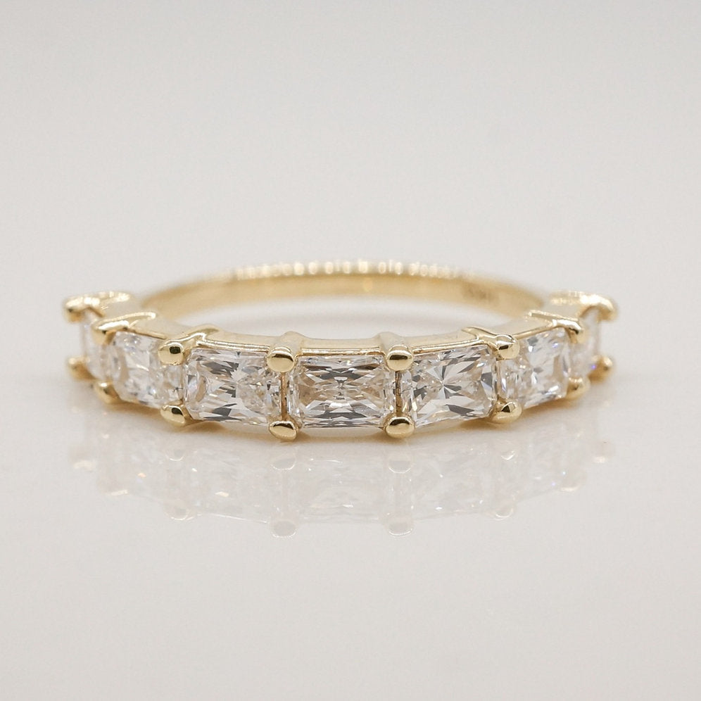 Stunning 0.4 TCW Radiant Moissanite Stone Half Eternity Wedding Band 1