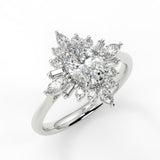 Stunning 0.85 CT Oval Moissanite Engagement Ring With Cluster Design 5
