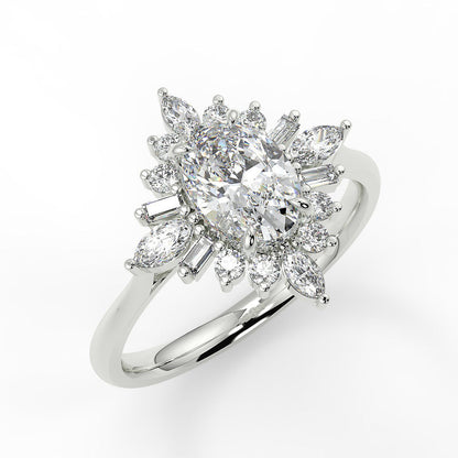 Stunning 0.85 CT Oval Moissanite Engagement Ring With Cluster Design 5