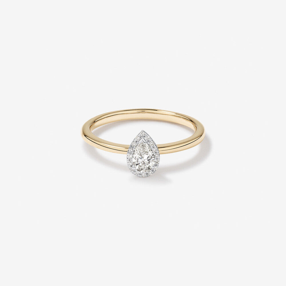 Stunning 0.3 CT Pear Moissanite Engagement Ring In Halo Design 1