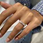 Stunning 1.13 CT Round & Pear Moissanite Stones Open Wedding Bands 2