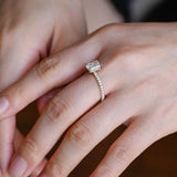 Stunning 1.0 - 2.0 CT Emerald Moissanite Engagement Ring With Hidden Halo & Pave Design 2