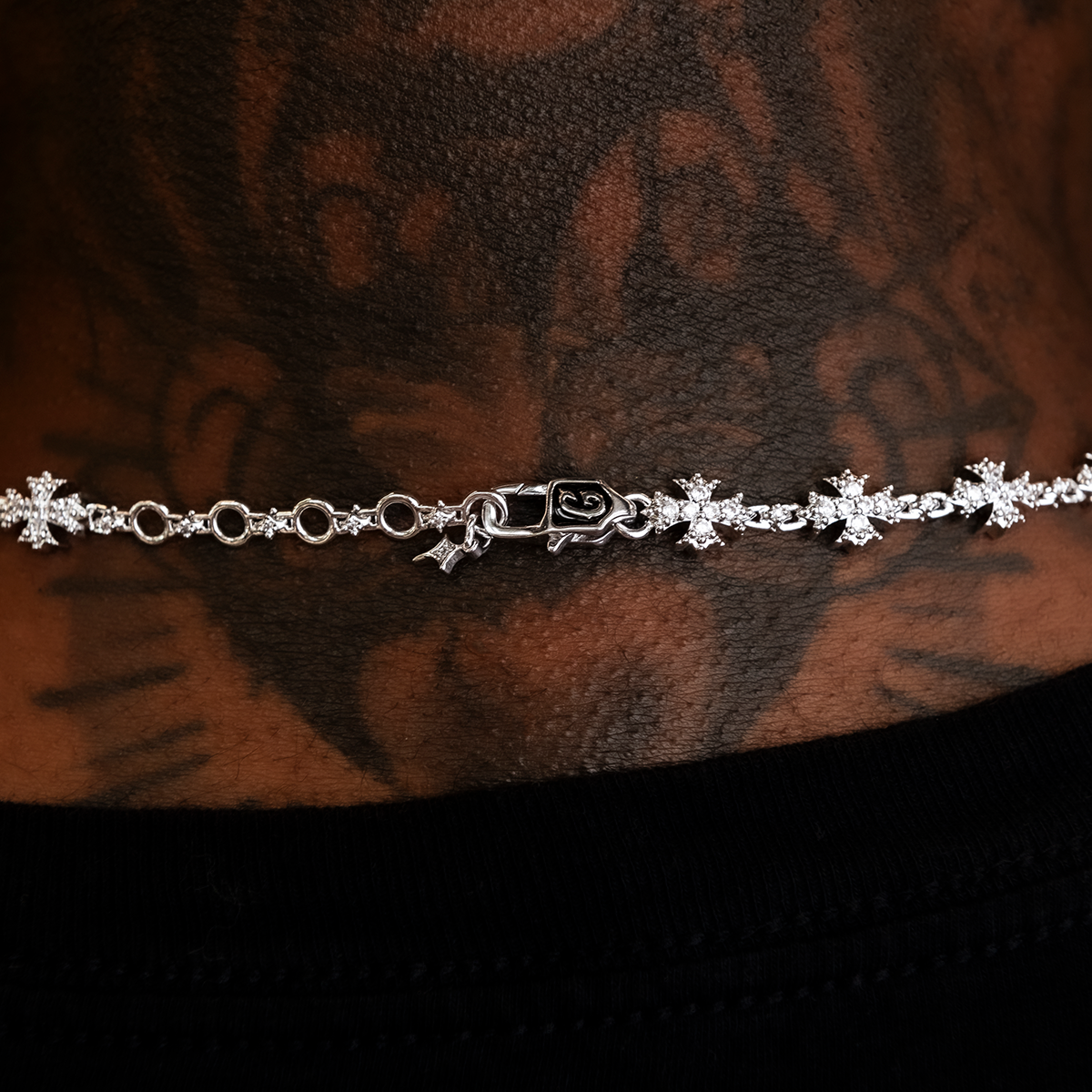 25 CT Round Moissanite Diamond Cross Rosary Silver Necklace For Him 5