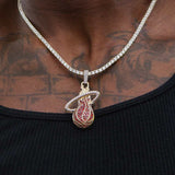 2 CT Round Moissanite Miami Heat Logo Silver Pendant for Him 2