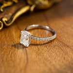 3.0 CT Radiant Shaped Moissanite Engagement Ring With Hidden Halo Pave Accents 7
