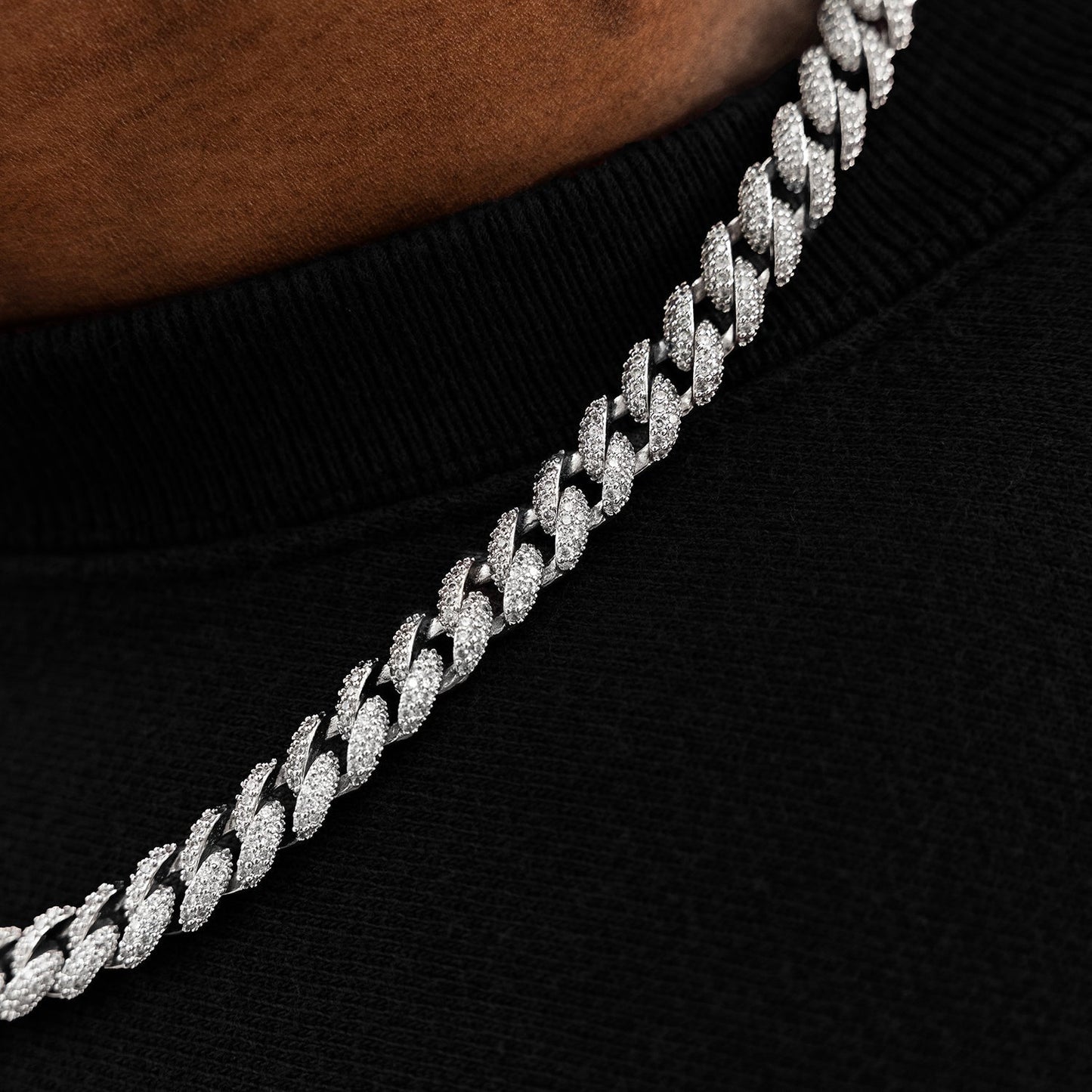 30 CT Round Moissanite Diamond Cuban Silver Necklace For Him 2
