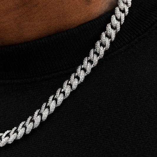 30 CT Round Moissanite Diamond Cuban Silver Necklace For Him 2