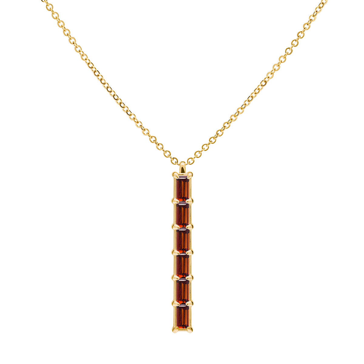 0.14 TCW Baguette Garnet Lab Made Diamond- January Birthstone Necklace 1