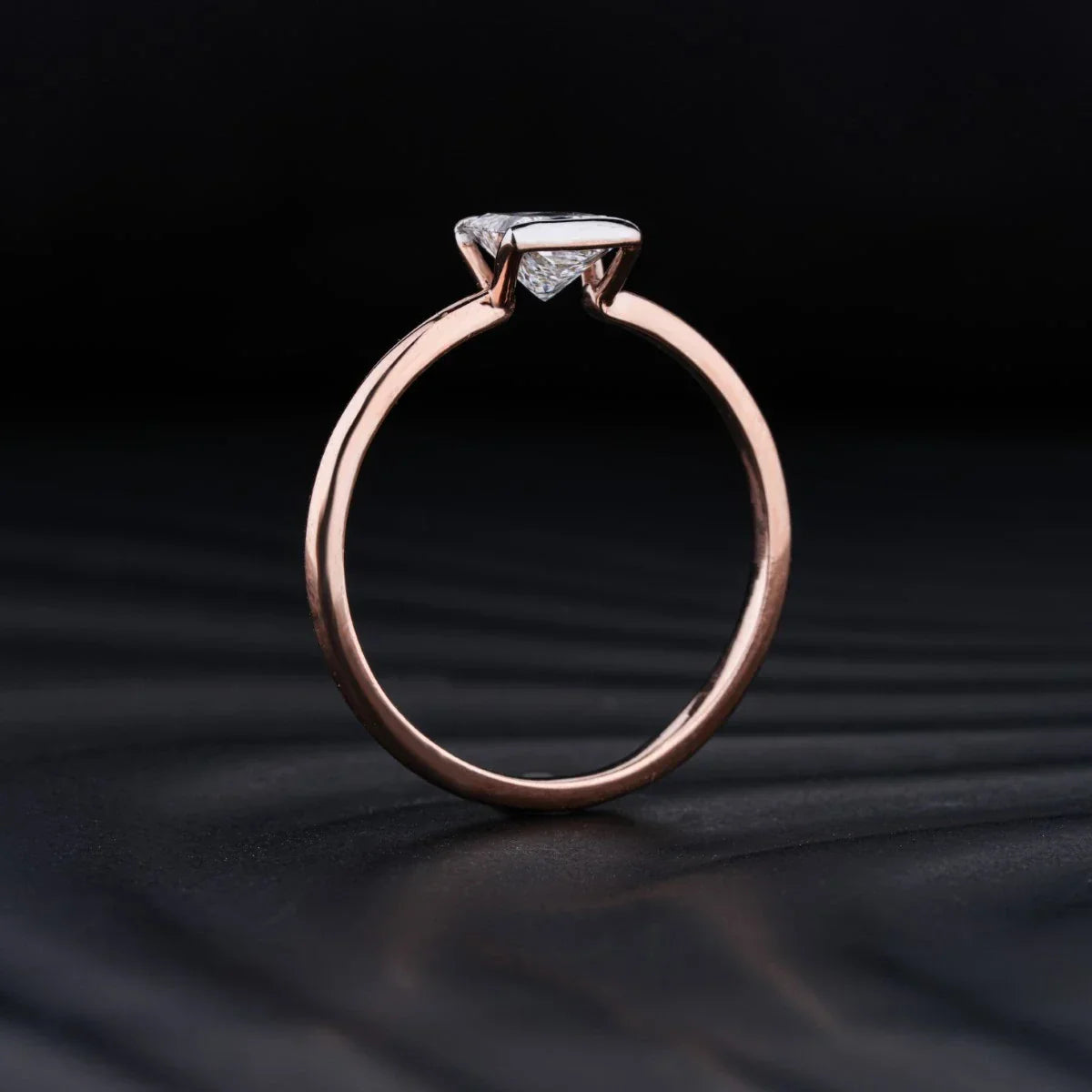 Stunning 0.50 CT Princess Moissanite Engagement Ring With Half Bezel Design 4