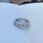 0.7 TCW Emerald & Round Cut Moissanite Bridal Wedding Band 1