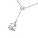 0.20 CT Round Moissanite Diamond Lariat Necklace in Solid Gold 2