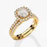1.0 CT Round Cut Moissanite Bridal Ring Set with Round Wedding Bands 2