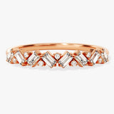 Stunning 0.30 CT Round & Baguette Moissanite Stones Alternative Diamond Wedding Band 4