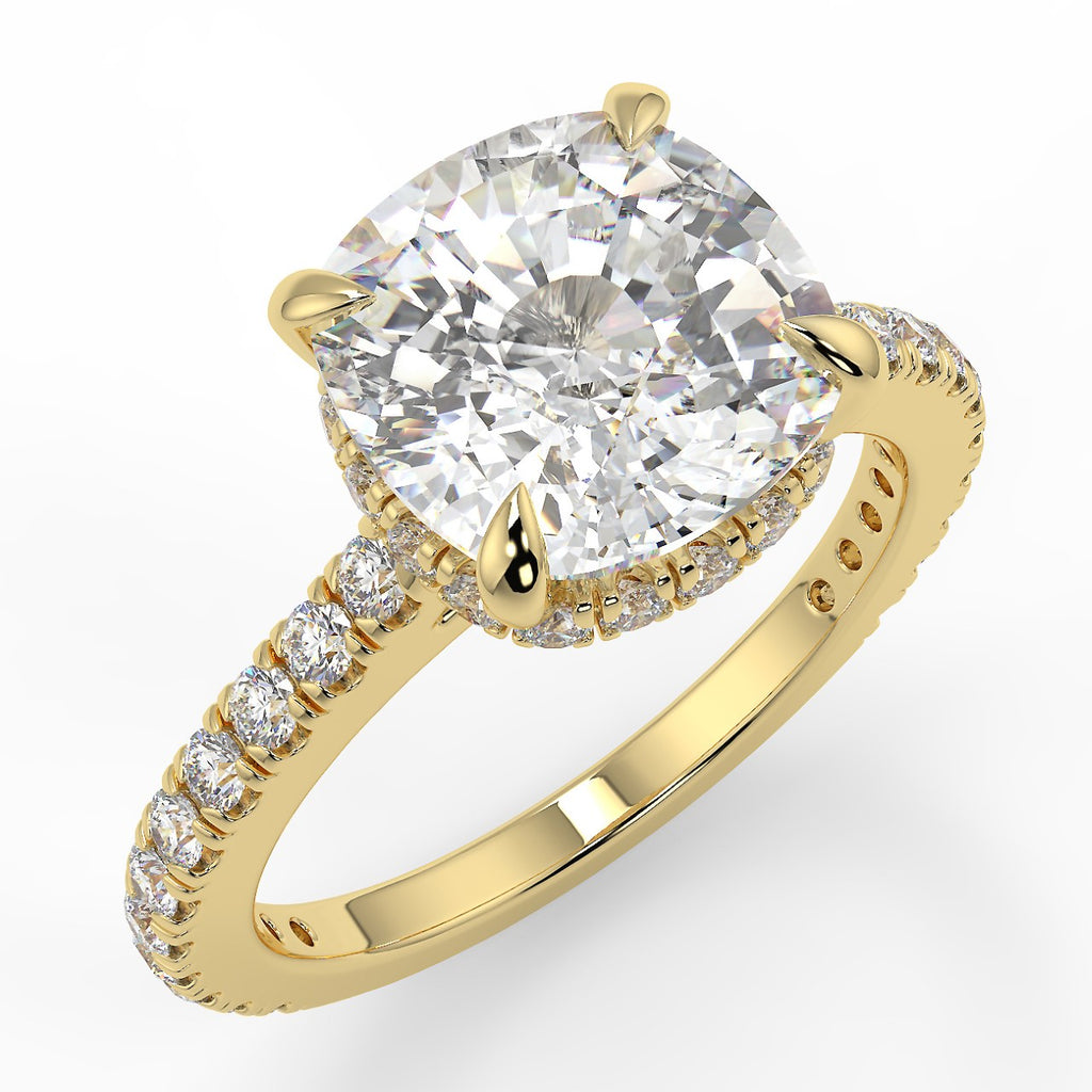 Stunning 2.45 CT Cushion Moissanite Engagement Ring with Hidden Halo & Pave Design 1