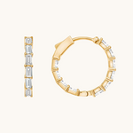 Classic 1.0 TCW Baguette Cut Moissanite Hoops Earrings in Gold 3