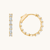 Classic 1.0 TCW Baguette Cut Moissanite Hoops Earrings in Gold 3