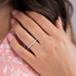 Stunning 0.4 TCW Round Moissanite Stones Stella T Shaped Wedding Band 8
