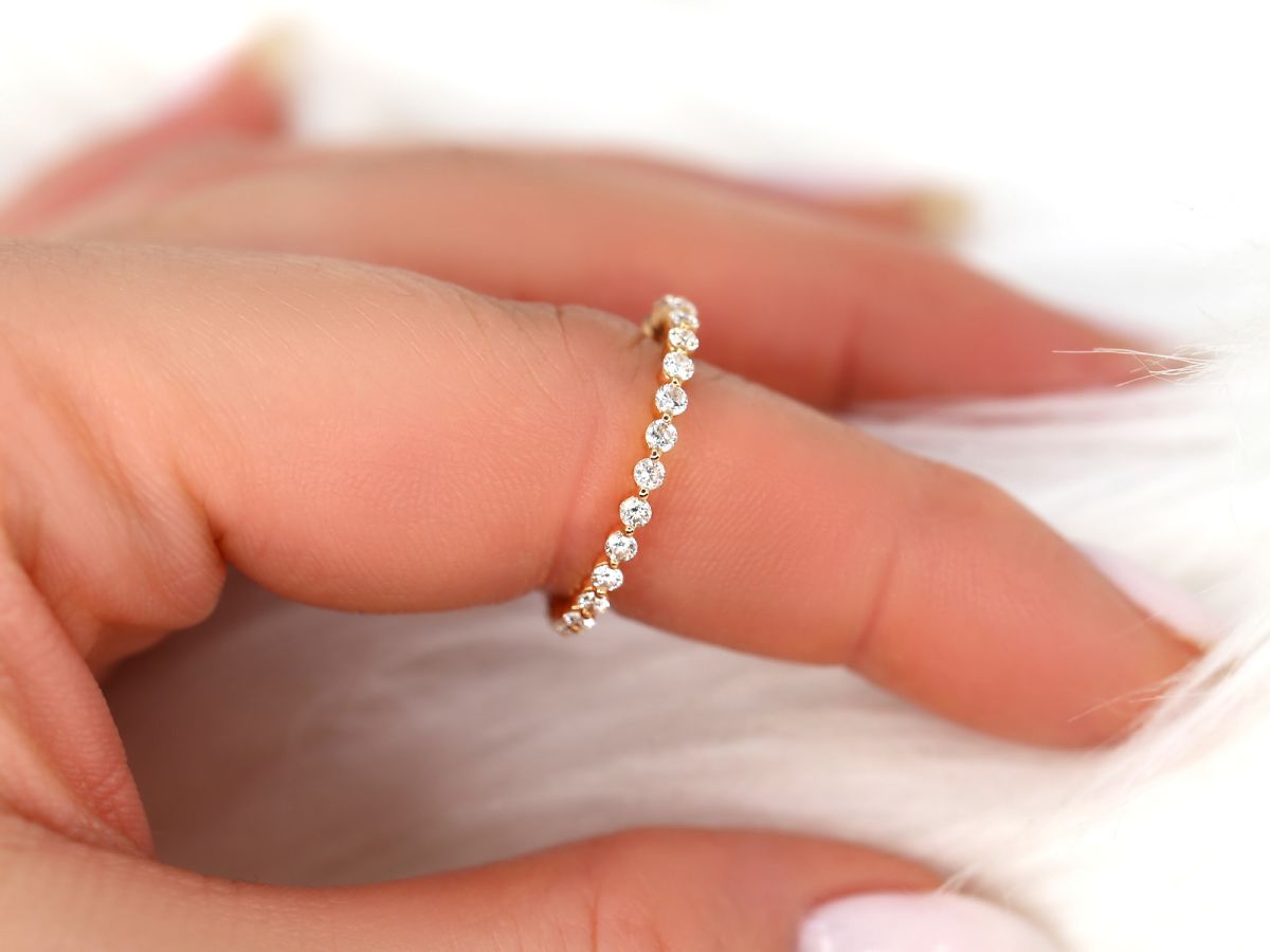 Stunning 0.55 TCW Round Moissanite Stones Half Eternity Wedding Band 5